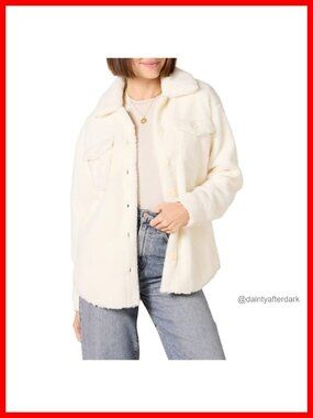 Oversized Teddy Sherpa Shirt Jacket Warm Cozy Layer Casual